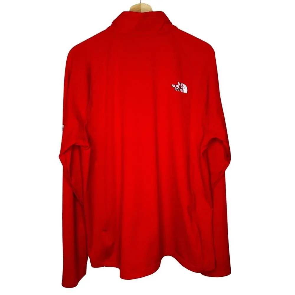North Face Fleece Pullover Men's XL Red Mountain Peaks Quarter-Zip Embroidered